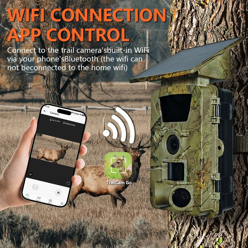 PR903W 5K WiFi Solar Security Camera 60MP Waterproof Trail Camera with PIR Motion Detection for Hunting Wildlife - Camouflage - 5