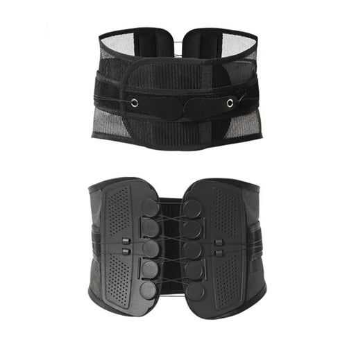 Pulley Rope Lumbar Support Belt Breathable Weightlifting Belt Squat Deadlift Training Waist Brace - Black S - 1