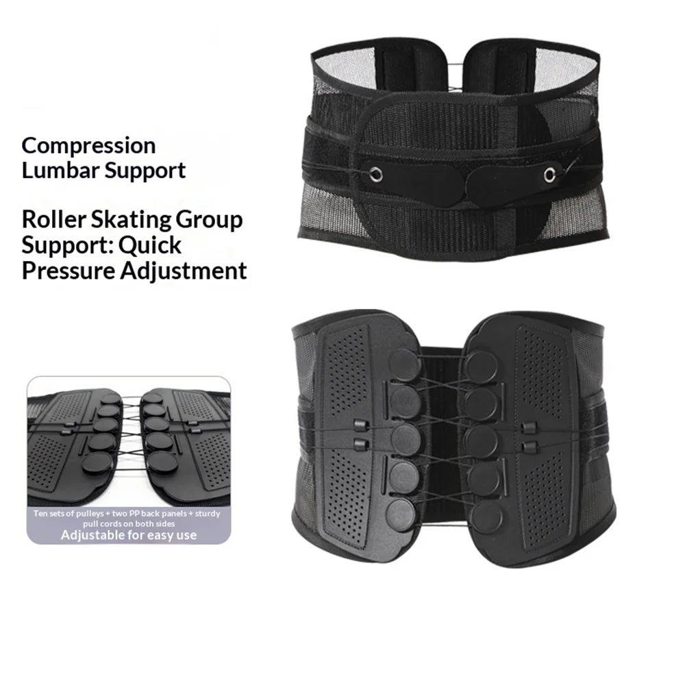 Pulley Rope Lumbar Support Belt Breathable Weightlifting Belt Squat Deadlift Training Waist Brace - Black S - 2