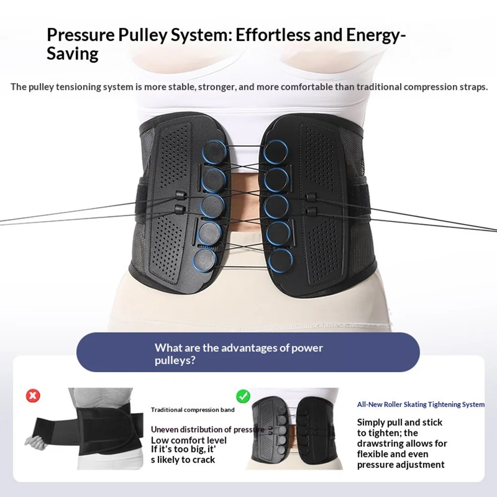 Pulley Rope Lumbar Support Belt Breathable Weightlifting Belt Squat Deadlift Training Waist Brace - Black S - 4