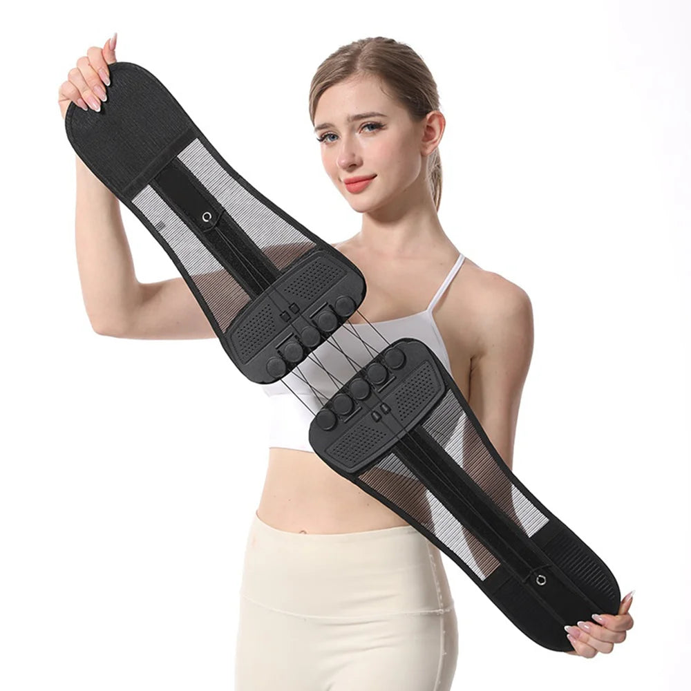 Pulley Rope Lumbar Support Belt Breathable Weightlifting Belt Squat Deadlift Training Waist Brace - Black S - 5