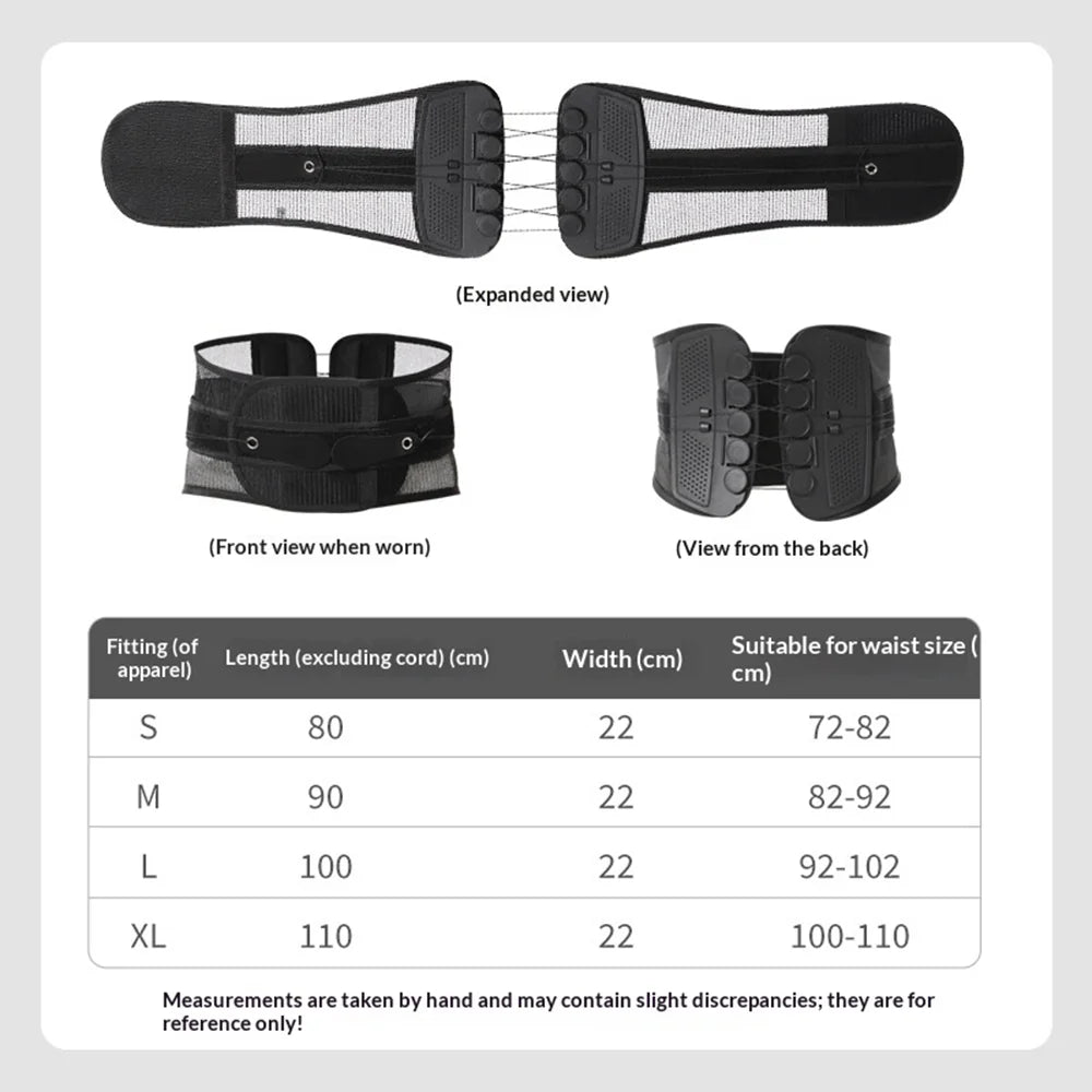 Pulley Rope Lumbar Support Belt Breathable Weightlifting Belt Squat Deadlift Training Waist Brace - Black S - 7
