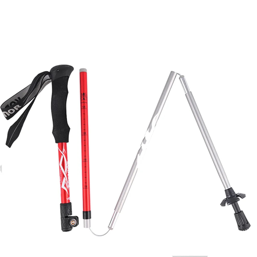KODENOR 4# Ultra-light Aluminum Alloy Walking Stick EVA Grip Handle 5-Section Adjustable Trekking Pole - Red - 3