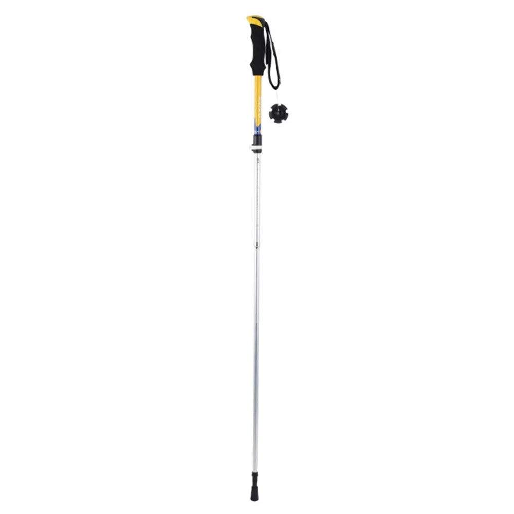 RAIKO Aluminum Alloy Quick Lock Trekking Pole Anti-Shock Telescopic Walking Stick Adjustable Cane for Mountains Hiking - Yellow - 1