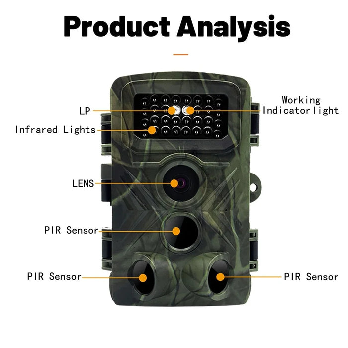 PR3000 2.0-Inch Screen Outdoor Hunting Camera 3 Infrared Sensors 36MP 1080P HD Waterproof Outdoor Adventure Mini Cam - 4