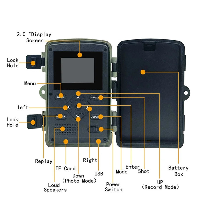 PR3000 2.0-Inch Screen Outdoor Hunting Camera 3 Infrared Sensors 36MP 1080P HD Waterproof Outdoor Adventure Mini Cam - 5
