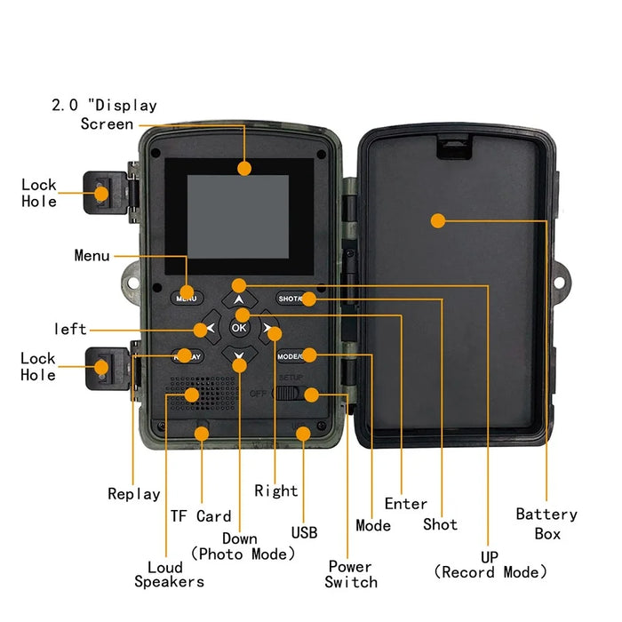 PR4000 Hunting Camera Infrared Night Vision Motion Activated 4K Video Trail Camera IP66 Waterproof - 5