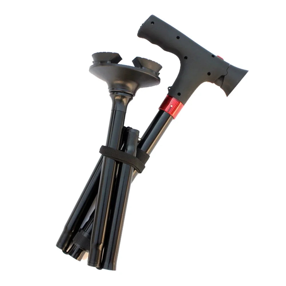 806  Elderly Folding Walking Stick Height Adjustable Aluminium Alloy Anti-Slip Stick with LED Light - 5