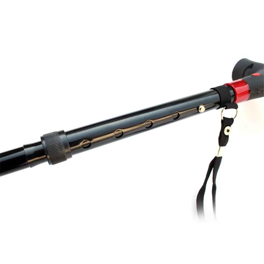 806  Elderly Folding Walking Stick Height Adjustable Aluminium Alloy Anti-Slip Stick with LED Light - 6