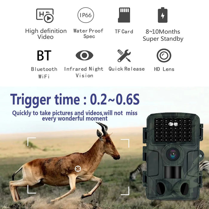 PR4000 Outdoor Mini Bluetooth-compatible WiFi Hunting Camera 1080P Waterproof Adventure 32MP Camera with Built-in 3 Sensors - 4