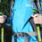 KODENOR Outdoor Trekking Pole Camping 5-Section Aluminum Alloy Walking Stick for 170-190CM Height People - Blue - 5