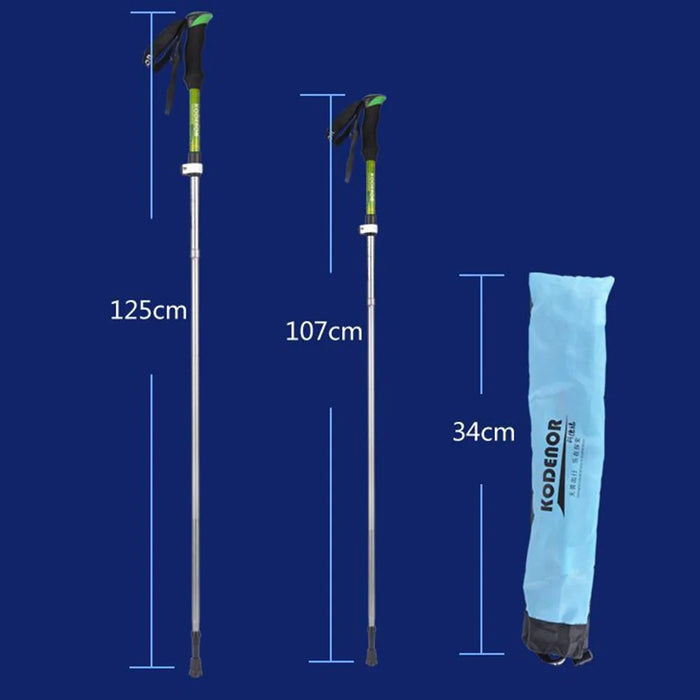 KODENOR Outdoor Trekking Pole Camping 5-Section Aluminum Alloy Walking Stick for 170-190CM Height People - Blue - 7
