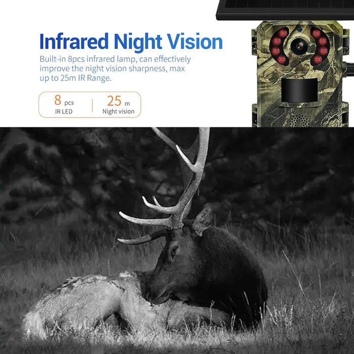 ESCAM QF380 Solar 4G Intelligent Hunting Camera Waterproof PIR Motion Sensor Night Vision Trail Camera, EU Version - 7