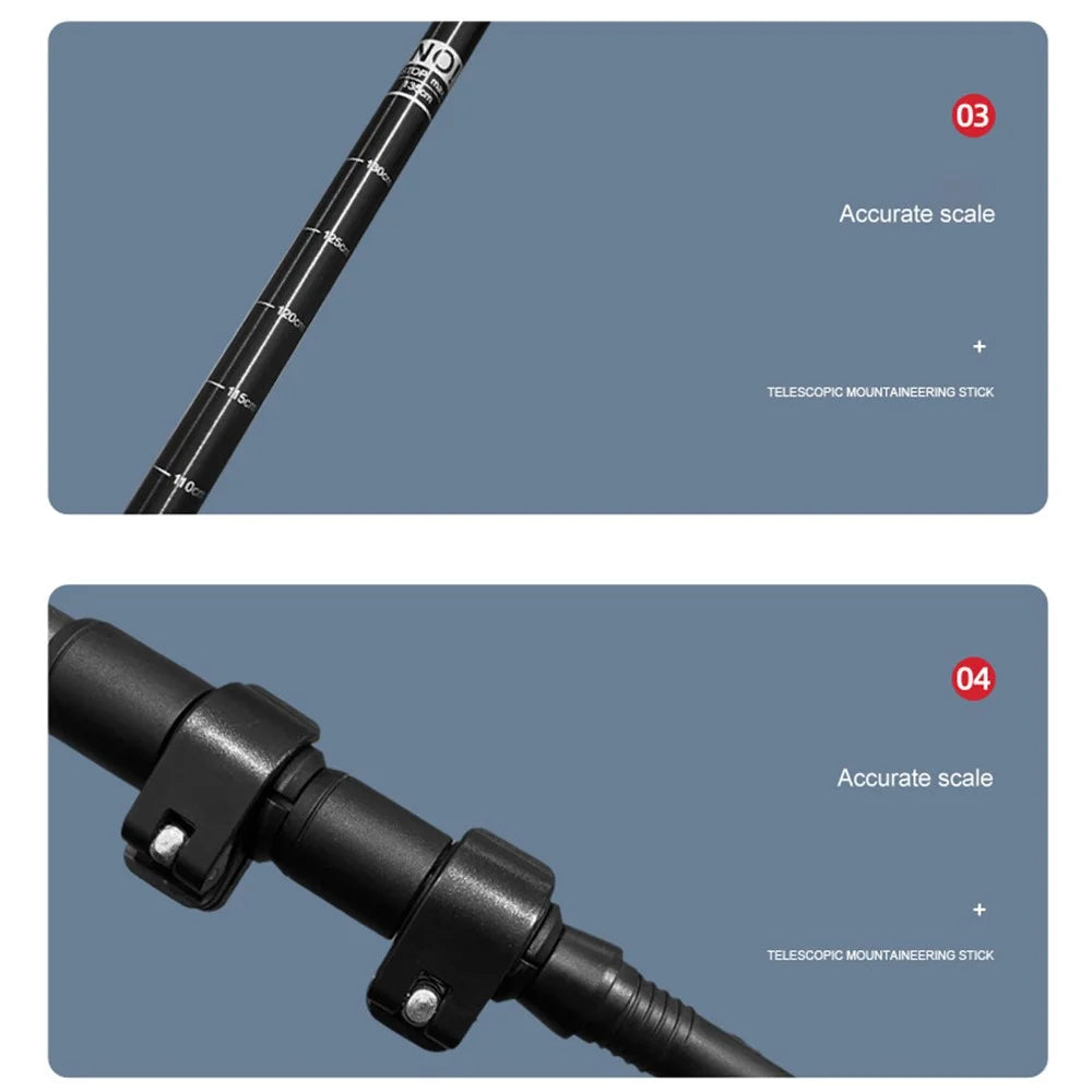 NECASIL G208S Aluminum Alloy Trekking Pole 62-135CM Folding Walking Stick Ultralight for Hiking, Camping - Black - 6