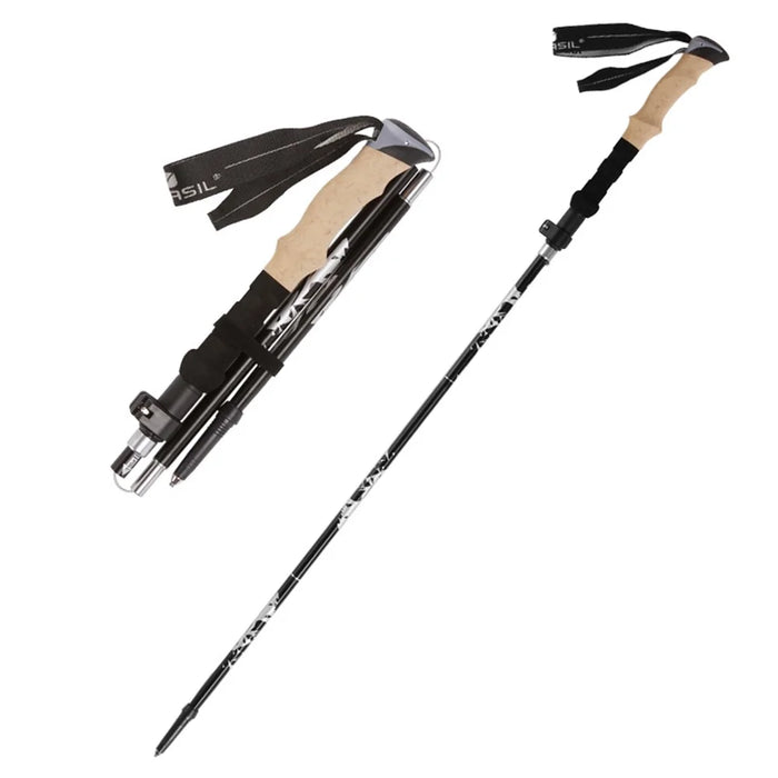 NECASIL N88 Anti-Slip Trekking Pole 33-125 CM Aluminum Alloy Folding Hiking Walking Stick - Black - 2