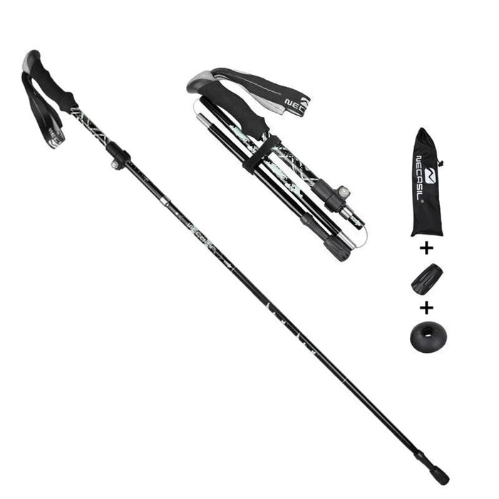 NECASIL N82 5-Section Aluminum Alloy Trekking Pole Outdoor Camping 32-125CM Folding Walking Stick - Black - 1