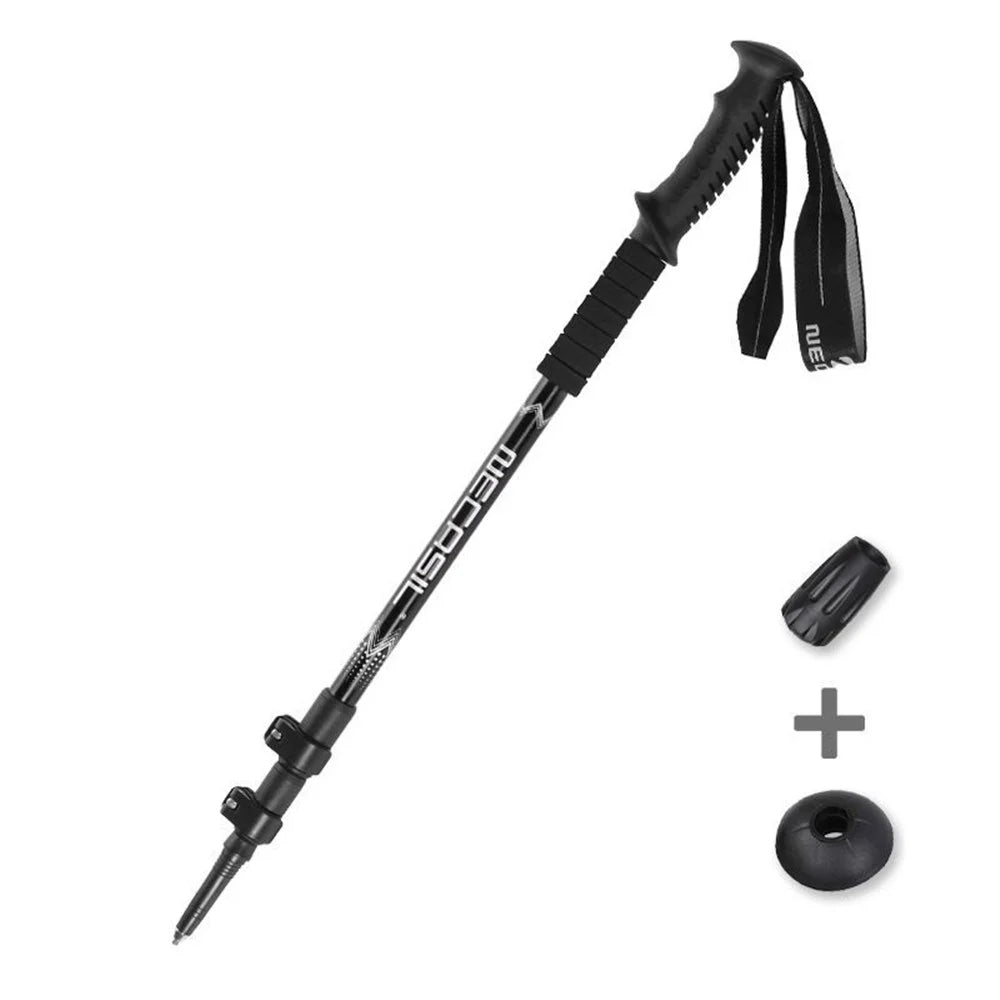 NECASIL G108 62-135CM Outdoor Walking Stick 3-Section Aluminum Alloy Trekking Pole for Camping - Black - 1