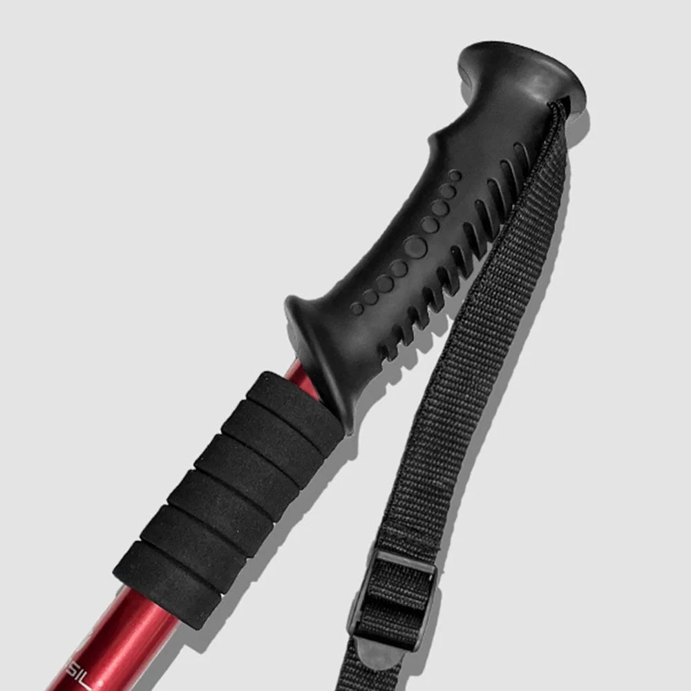 NECASIL G103 Aluminum Alloy Climbing Walking Stick 4 Sections Telescopic Folding Alpenstock Hiking Pole - Red - 3