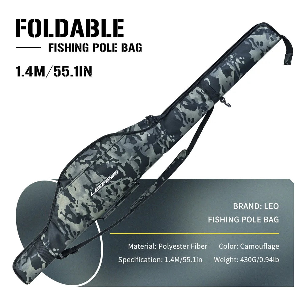 LEO 28247 140CM Fishing Pole Carrying Shoulder Bag Fishing Rod Case Nylon Cloth Storage Pouch Organizer - 6