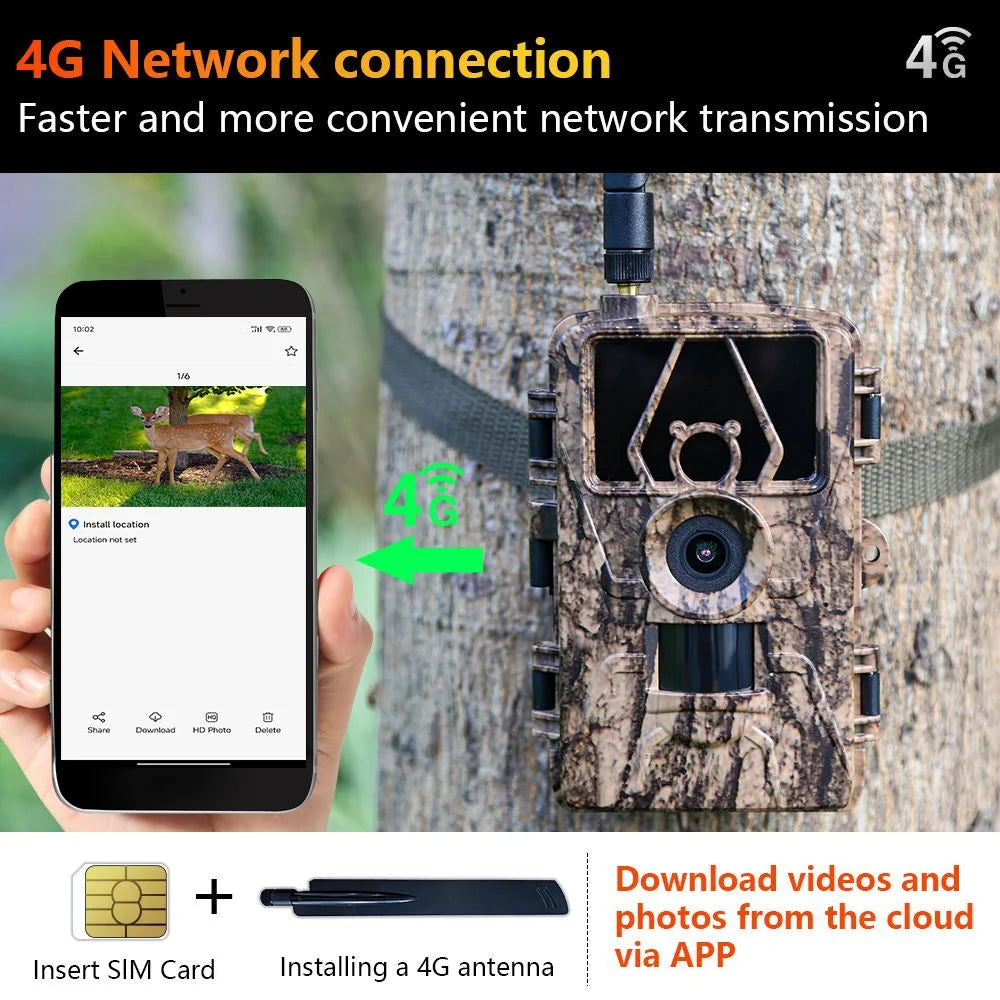 PR801LTE 4G 60MP 8K Hunting Trail Camera Wireless Wildlife Camera (US / AU Version) - 5
