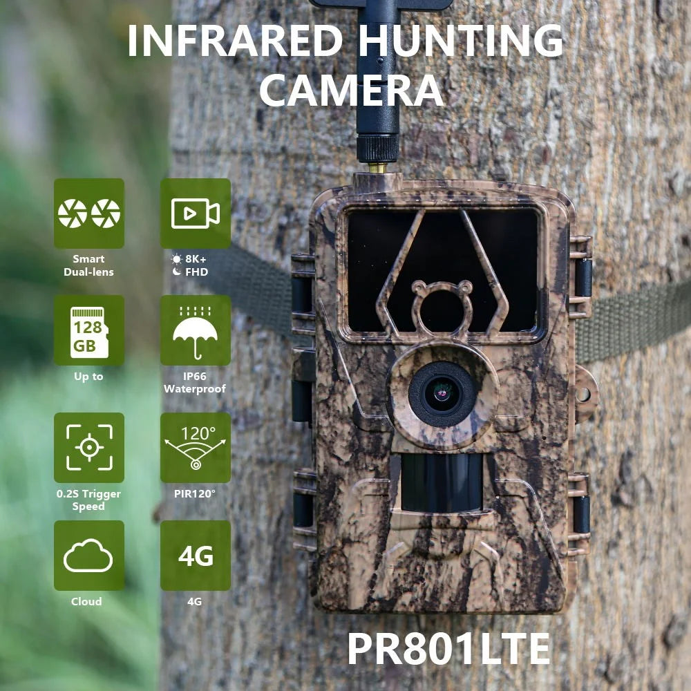 PR801LTE 4G 60MP 8K Hunting Trail Camera Wireless Wildlife Camera (US / AU Version) - 7