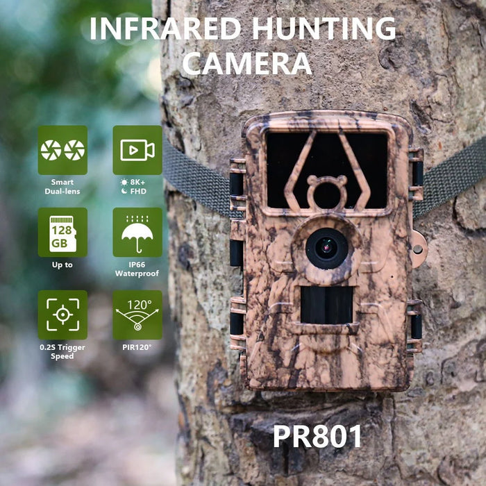 PR801 Ultra Clear 8K Infrared Wildlife Trail Camera Night Vision Hunting Camera - 3