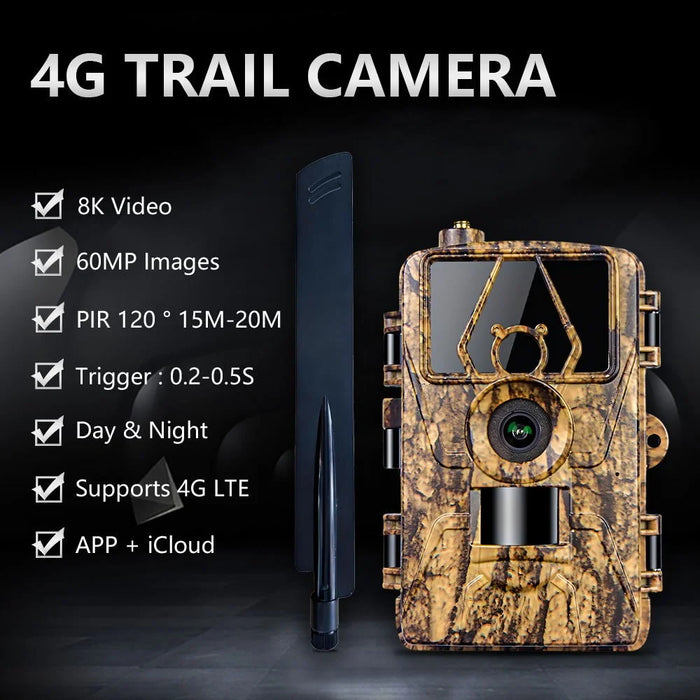 PR801LTE 4G LTE Trail Camera IP66 Waterproof 8K 60MP Wildlife Hunting Camera with Night Vision PIR Motion Detection - EU Version - 2