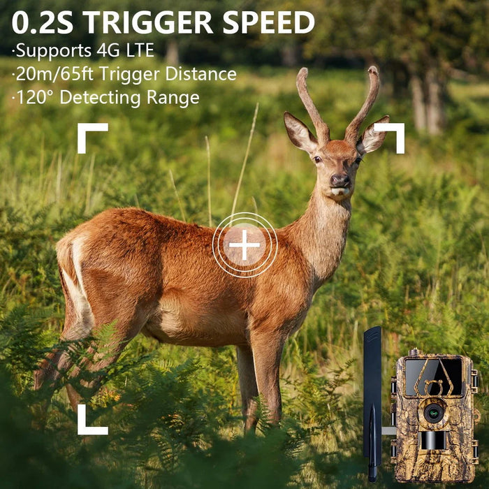 PR801LTE 4G LTE Trail Camera IP66 Waterproof 8K 60MP Wildlife Hunting Camera with Night Vision PIR Motion Detection - EU Version - 7