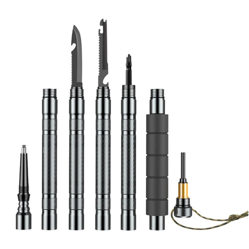 G02 Hiking Camping Foldable Pole Aluminum Alloy Trekking Pole Knife Screwdriver Tool - 1