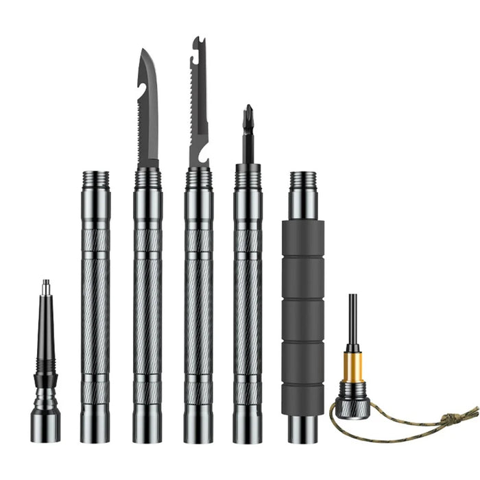 G02 Hiking Camping Foldable Pole Aluminum Alloy Trekking Pole Knife Screwdriver Tool - 1
