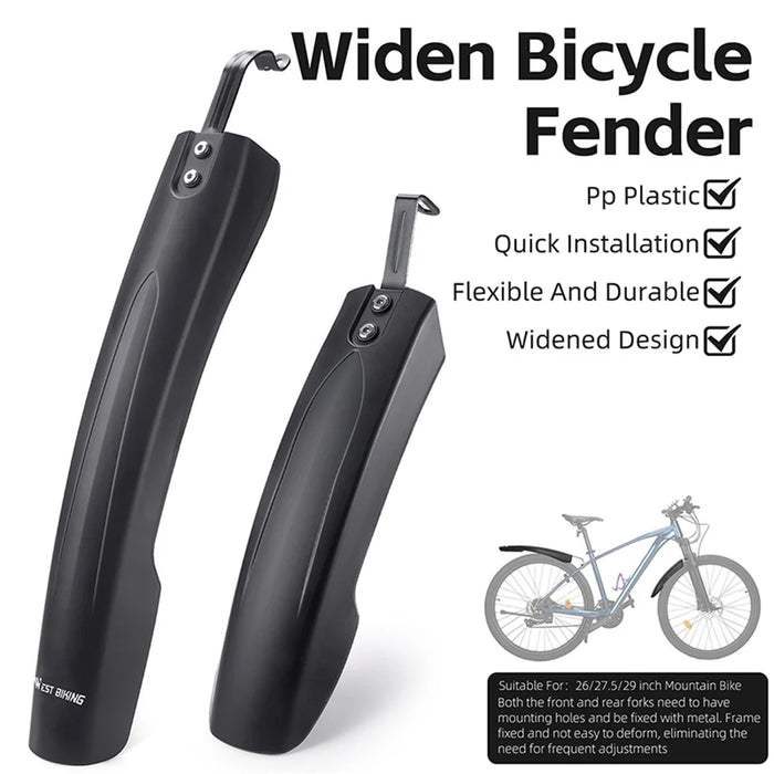 WEST BIKING YP0714027 1 Pair PP Front and Rear Mountain Bike Widened Fenders - 4
