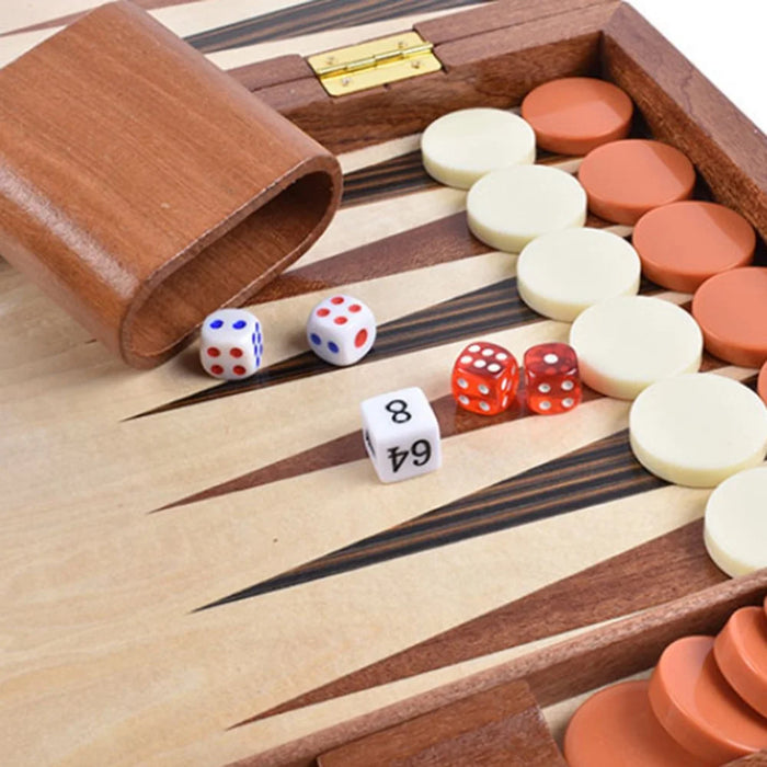 Wooden Backgammon Set with Folding Design - 11 Inch Classic Board Games - 3