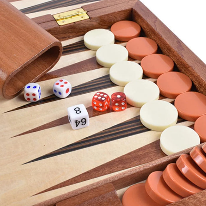 15 Inch Wooden Backgammon Board Game Set Solid Wood Baccarat Chess Set Toy - 3