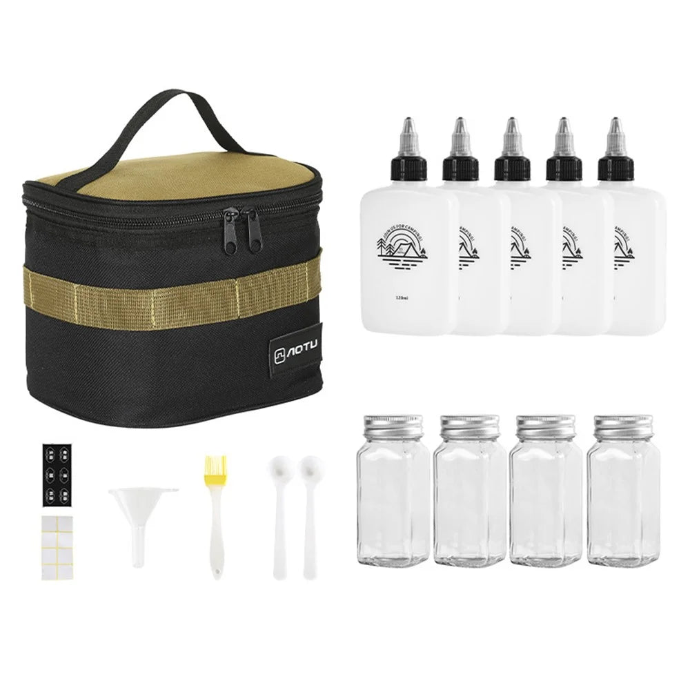 AOTU 16Pcs / Set Camping Oil Bottles Spice Containers Brush Kit with Storage Bag (BPA-Free, No FDA) - 1