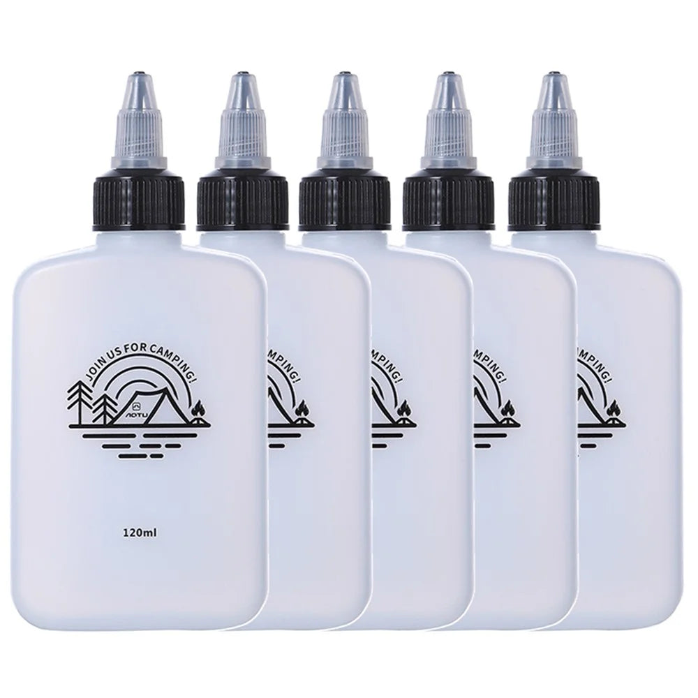 HALIN 5PCS Mini Squeeze Oil Bottles 120ml Liquid Containers for Camping BBQ Picnic (BPA-Free, No FDA) - 1
