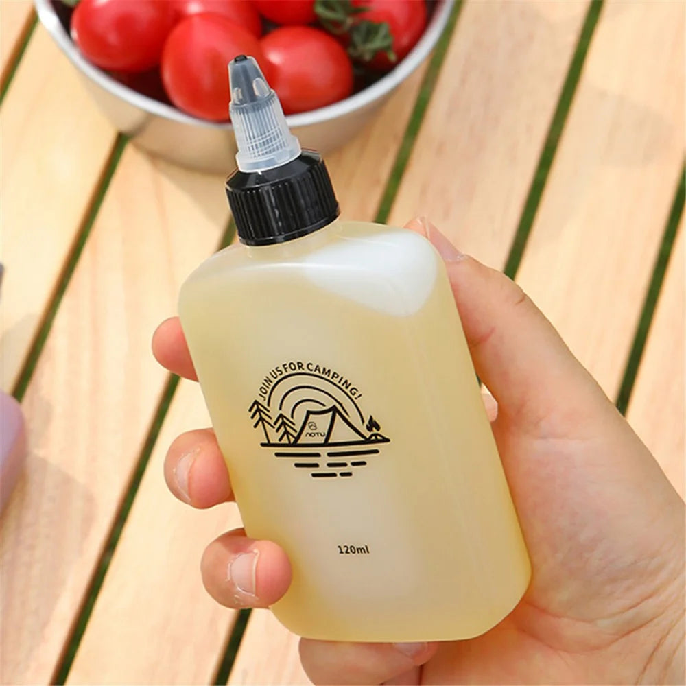 HALIN 5PCS Mini Squeeze Oil Bottles 120ml Liquid Containers for Camping BBQ Picnic (BPA-Free, No FDA) - 5