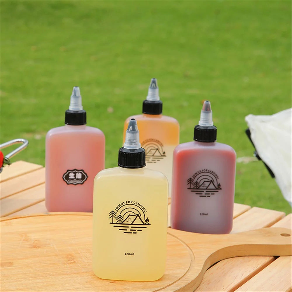 HALIN 5PCS Mini Squeeze Oil Bottles 120ml Liquid Containers for Camping BBQ Picnic (BPA-Free, No FDA) - 7