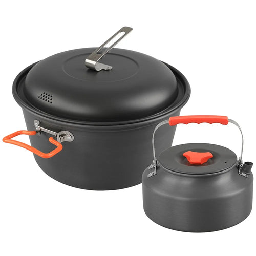 AOTU Aluminium Alloy Camping Cookware Set 1.6L Kettle + 5.0L Cooking Steam Pot (BPA-Free, No FDA) - 1