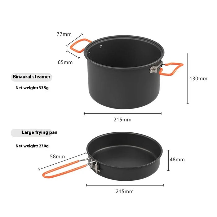 AOTU Camping 1.6L Kettle + 5.0L Cooking Steam Pot + Fry Pan (BPA-Free, No FDA) - 7