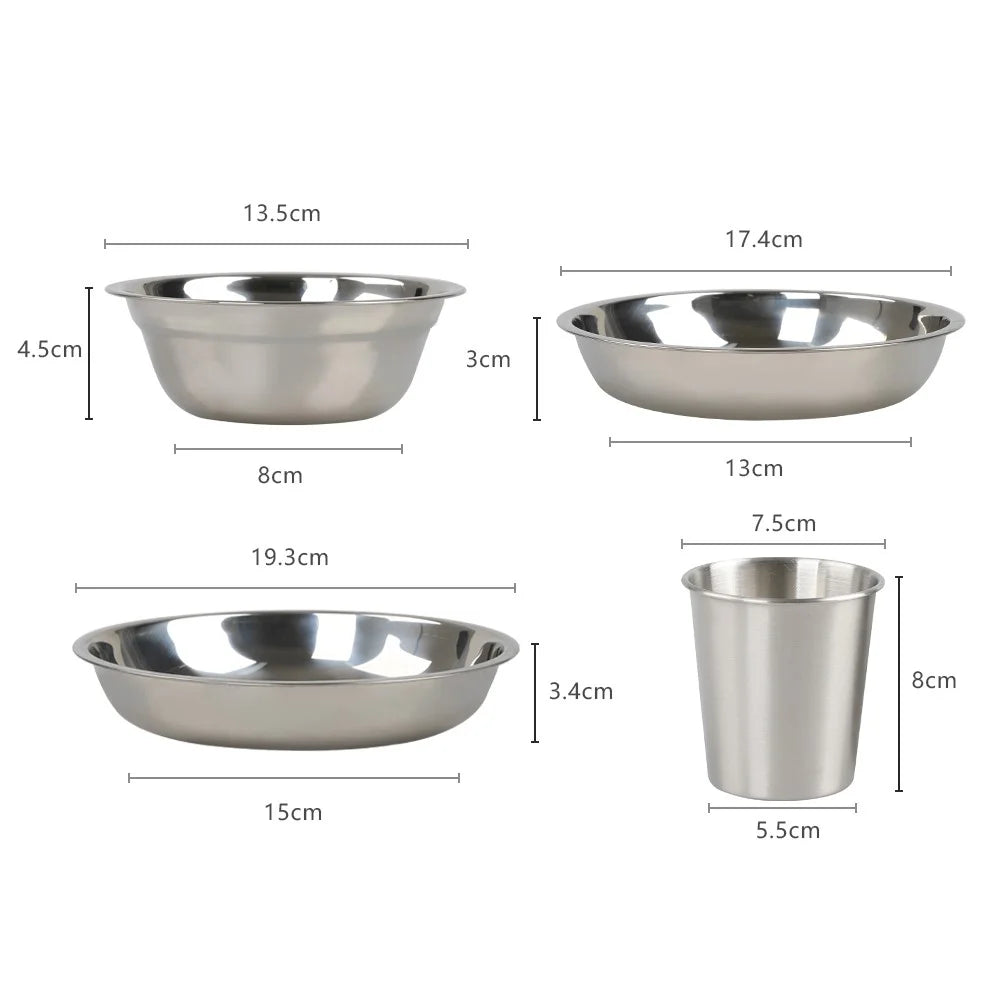 AOTU DS-718 Camping Cookware Set Kettle Cooking Pot Fry Pan Stainless Steel Plate Bowl Water Cup (BPA-Free, No FDA) - 6