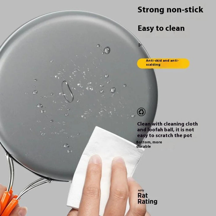 AOTU Camping Cookware Set Kettle Cooking Pot Fry Pan Cutting Board Kit (BPA-Free, No FDA) - Orange - 3