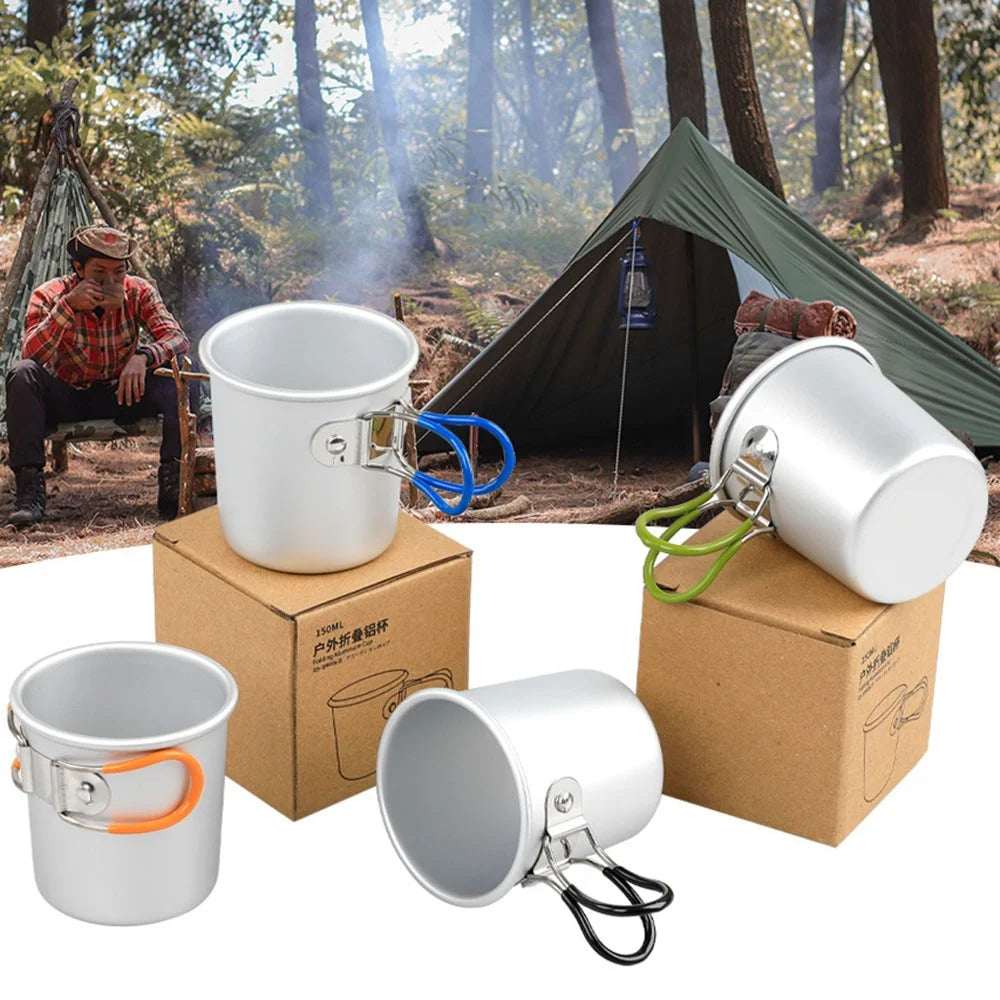 Aluminum Alloy Camping Mug Portable Coffee Cup Drinks Cup (BPA-Free, No FDA Certified) - Black - 2