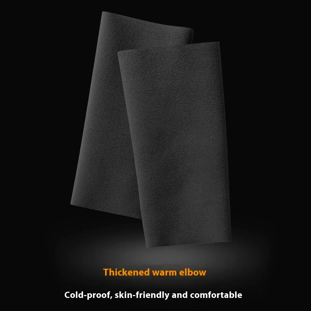 1 Pair Autumn Winter Thermal Arm Sleeves Elastic Elbow Protector Brace for Outdoor Sports - Black - 4