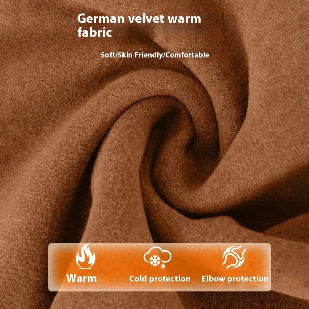 1 Pair Autumn Winter Thermal Arm Sleeves Elastic Elbow Protector Brace for Outdoor Sports - Black - 6