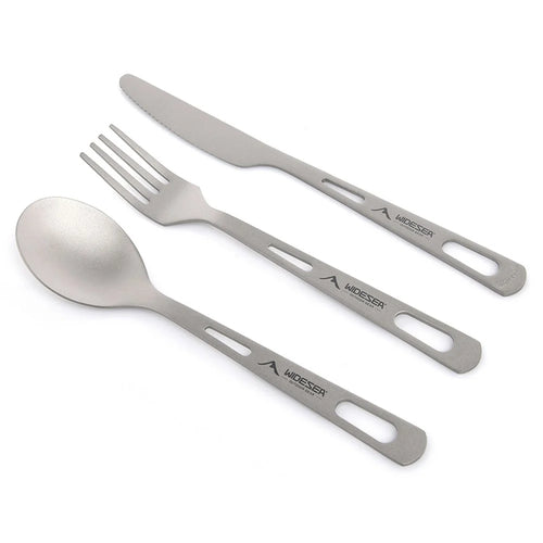 WIDESEA WSTT-121 Titanium Outdoor Camping Picnic Cutlery Set Knife Fork Spoon with Mesh Bag (BPA Free, No FDA) - 1