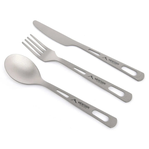 WIDESEA WSTT-121 Titanium Outdoor Camping Picnic Cutlery Set Knife Fork Spoon with Mesh Bag (BPA Free, No FDA) - 1