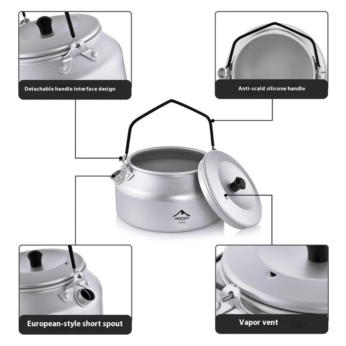 WIDESEA AKT-10 1L Outdoor Camping Kettle Lightweight Aluminum Teapot with Foldable Handle (BPA Free, No FDA) - 4