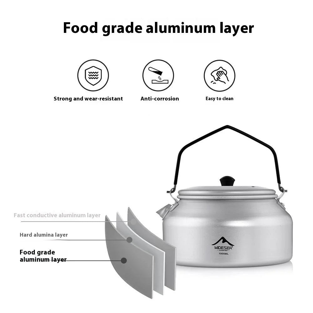 WIDESEA AKT-10 1L Outdoor Camping Kettle Lightweight Aluminum Teapot with Foldable Handle (BPA Free, No FDA) - 7