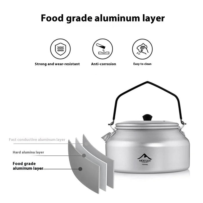 WIDESEA AKT-10 1L Outdoor Camping Kettle Lightweight Aluminum Teapot with Foldable Handle (BPA Free, No FDA) - 7