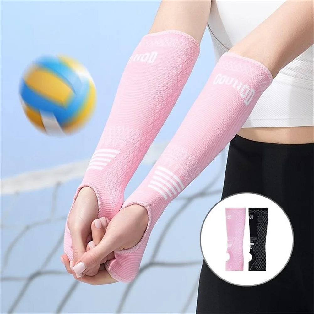 GOUNOD HS109 Breathable Volleyball Arm Guard Compression Passing Hitting Forearm Sleeves, Size L - Pink - 7
